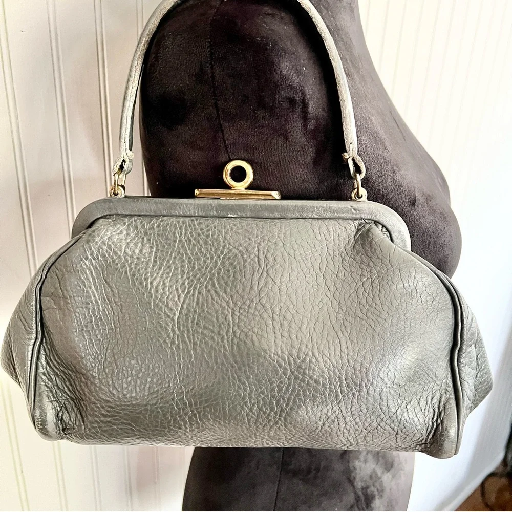 Roger Van S Vintage Designer Frame Bag Steele Grey